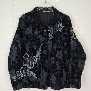 Soft by Avenue Black Brocade Jacket Embroidery Beaded Plus Size 22/24